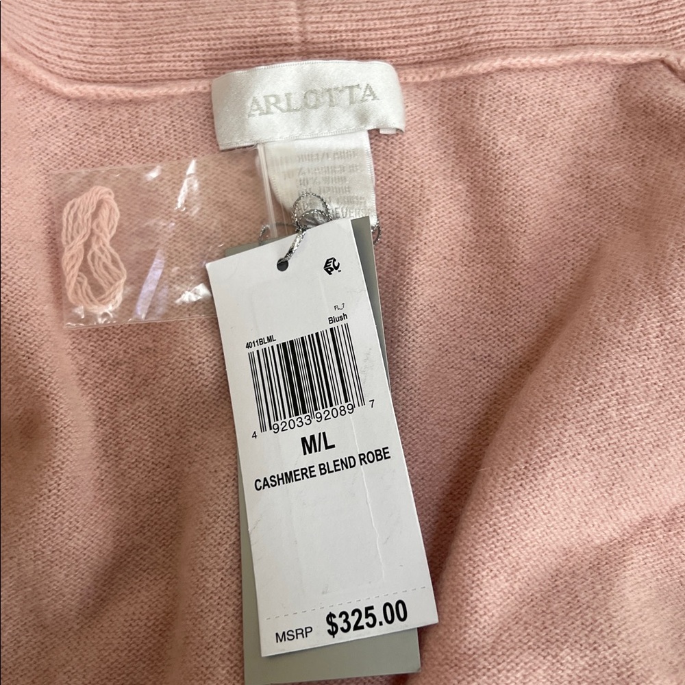 NWT! Arlotta M/L cashmere blend Soft Pink Long Robe. - Picture 8 of 12